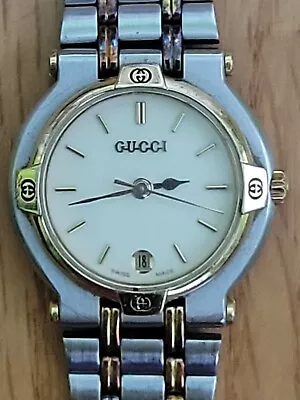 GUCCI 9000L SILVER Gold DATE VINTAGE SWISS MADE WATCH  • $49.99