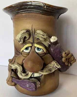 Vintage Stoneware Funny Face Toothbrush Holder Vase • $49.99