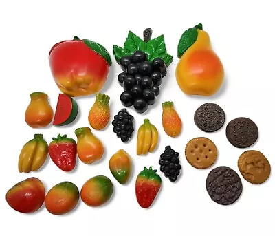 Lot Of 23 Vintage Magnets Realistic Fruits & Cookies • $28.77