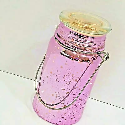 NWOT Mercury Glass Mason Jar PINK Fairy Light Lantern Timer Valerie Par Hill • $22.77