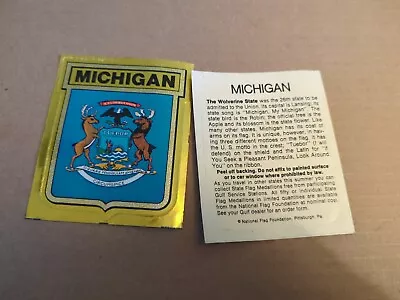 (2) 1972 Michigan Sticker State Flag Medallion Vintage Gulf Oil 3  X 4   • $8.59