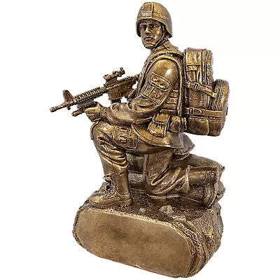 Soldier Military Man Kneeling W/RIFLE Sandbags Patriotic Sculpture Army Marines • $36.95