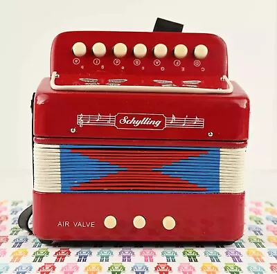 Vintage Schylling Accordion Kid's Mini Red Musical Instrument Working Condition • $12.99