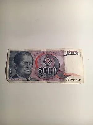 Yugoslavian 5000 Dinar Banknote 1980s • £0.99