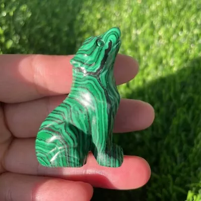 1PCS Wholesale Natural Malachite Ore Crystal Carving Wolf Reiki Gift • $9.99