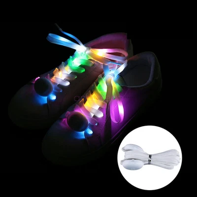 £8.02 • Buy NEW LED Shoe Laces Flash Light Up Colours Glow Flashing Cotton Shoelaces Party