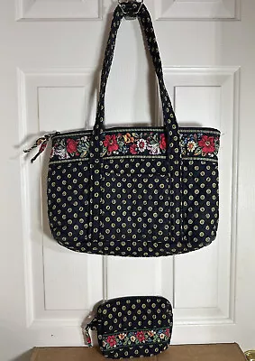 VERA BRADLEY  Betsy  Handbag/Shoulder Bag Sunflower Blk & Red W/Matching Wallet • $9