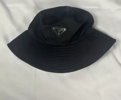 Vintage Prad Bucket Hat Nylon Black  Embroidered 90s Made In Italy • $65