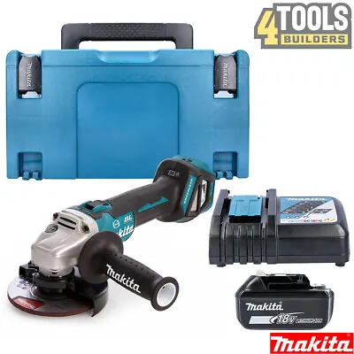 Makita DGA513 18V LXT BL 125mm Angle Grinder + 1 X 5Ah Battery Charger & Case • £313.99