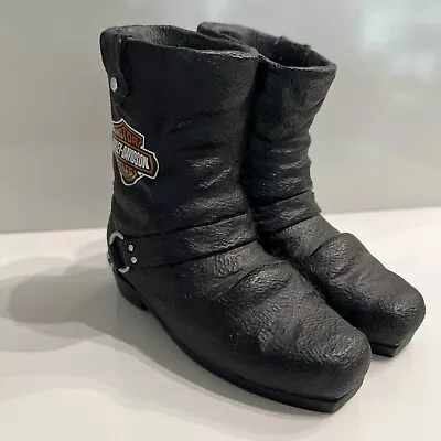 Harley Davidson Men Boots Statue Figurine Ceramic Black Orange White 1998 Orig. • $24.99