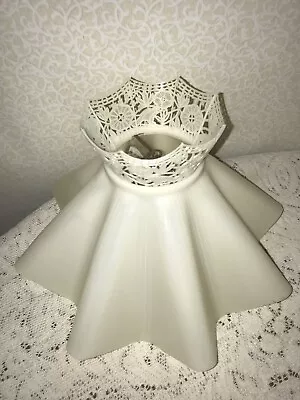 Vintage LAMP SHADE Ruffled Plastic Shabby Chic Vanity Retro DIY Custom UpCycle • $24