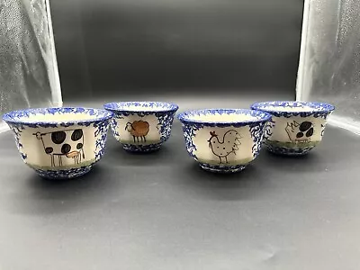 Molly Dallas Spatterware Pottery Large Cereal Ice Cream Bowl Set Of 4 • $64