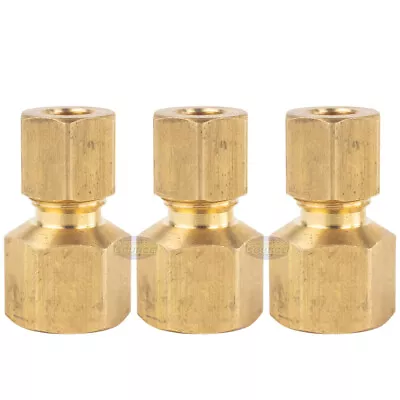 1/4  FNPT X 1/4  Compression Brass Female Pipe Fitting Connectors Ferrule 3 Pack • $11.95