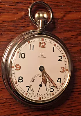 OMEGA G.S.T.P. Men's Swiss Pocket Watch Runs F053340 WWII UK 1944 Military NICE! • $115