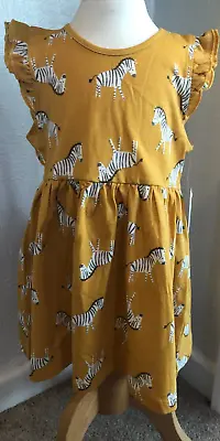 Baby Girls Zebra Print Cotton Jersey Dress  Age 9-12 Months • £4