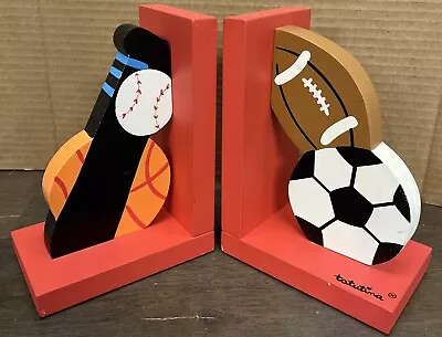 Tatutina Wooden Bookends-Football/Basketball/Soccer/Baseball Hand Painted • $18