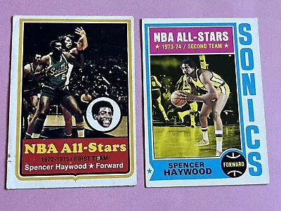Spencer Haywood Topps 1973-74 #120 & 1974-75 #70 Vintage NBA Basketball Cards • $0.99