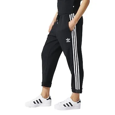 $38 • Buy Adidas Originals Women's 3-Stripes Cropped Track Pants - Black - Clearance