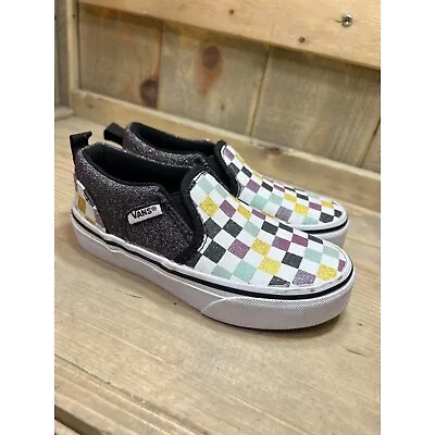Vans Glitter Checkered Girls Slip-on Classic Shoes Size 11 MISSY 500714 • $25.92