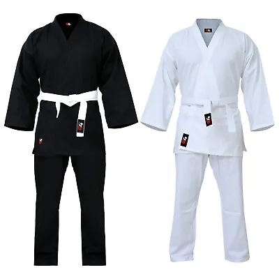 G4 Karate Unifrom Suit GI Aikido Martial Arts Lightweight Free Belt White Black • $24.99