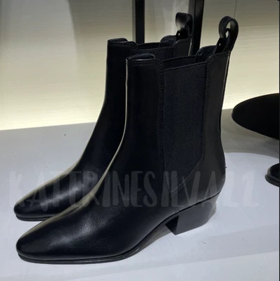 $132.99 • Buy Zara New Woman Ss23 Black Leather Heeled Ankle Boots Ref:2158/210