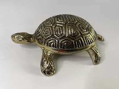 World Market Gold Tone Turtle Trinket Box Animals Nature Home Decor • $12.95