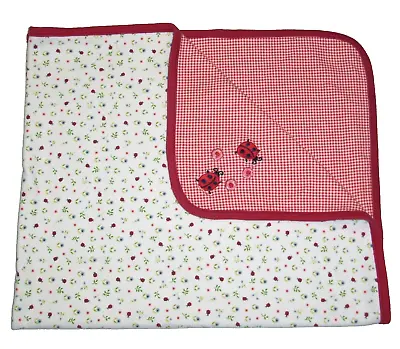 VTG Gymboree Country Picnic 2000 Red Ladybug Gingham Floral Baby Blanket • $158.36