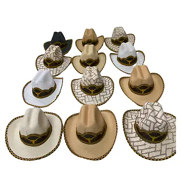 Set Of 12 Mexican Mini Palm Hats  Car  Decor  Sombrero  Mini Hat  Longhorn • $42