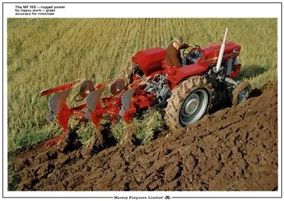 £5.95 • Buy Vintage Massey Ferguson 165 Ploughing Away Tractor Poster Brochure Print Rare A3
