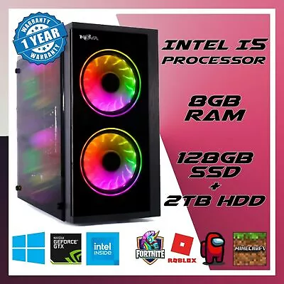 Ultra Fast Gaming PC | 8G RAM 128GB SSD + 2TB HDD | Intel Core I5 NVIDIA GTX • £464.99