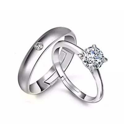 Men Women 925 Sterling Silver Couple Rings Promise Matching Engagement Lover • £4.09