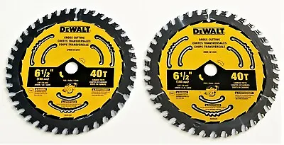 2 Dewalt 6-1/2  Carbide 40t Cordless Circular Saw Blades Finish 40 Dwa161240 • $32.99