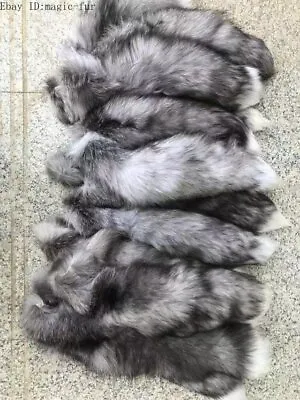 Natural Indigo Fox Tail Silver Blue Fox Fur Tail Bag Car Keychain Fly Tying • $9.50