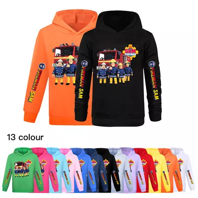 Kids Fireman Sam Hoodie Hooded Jumper Pullover Top Boys Girls Sweatshirt Shirts • $19.99