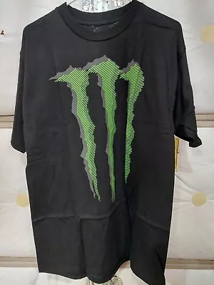 Monster Energy Gaming Racing Sports T Shirt Black Pre Shrunk Cotton Tee LARGE • $18