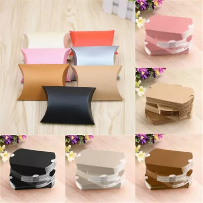 $10.72 • Buy 50x Pillow Shaped Christmas Paper Candy Boxes Kraft Gift Bag Wedding Party