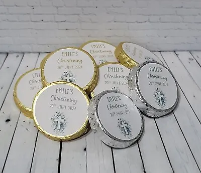 Set Of 50 X Personalised Chocolate Coins For Christening Baptism Holy Communion • £15