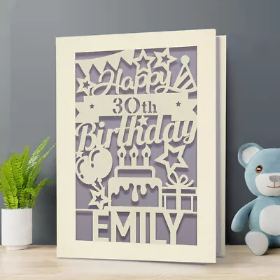 Personalised Birthday Card Laser Cut Greeting Card Any Name Age 13 18  21 30 40 • £3.99