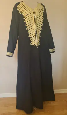 Womens Long Sleeve Dress Ladies Egyptian Cotton Jalabiya Maxi Kaftan Sundress UK • £25