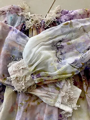 Zimmermann Silk Print Flower Applique Top Dress Size 1 In Very Good Condition • $630