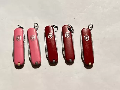 Lot Of 5 Victorinox Classic Swiss Army Knives - Red - Pink • $19.99