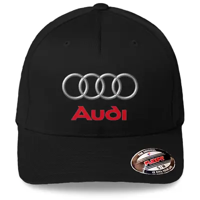 $22.99 • Buy Audi Car Auto Logo On Black Hat Flexfit Baseball Cap Printed Emblem S/M & L/XL