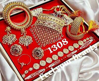 Rajasthani Pakistani Bridal Wedding Kundan Choker Earrings Set Bollywood Jewelry • $57.59
