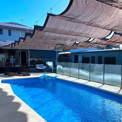 Anti-UV HDPE Fabric Retractable Wave Sun Shade Net Canopy Garden Swimming Pool • $419.63