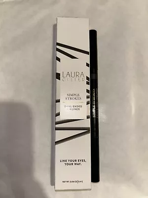 LAURA GELLER Simple Strokes Dual Ended Top Lash Eyeliner  Shade Coal  New • £2.65