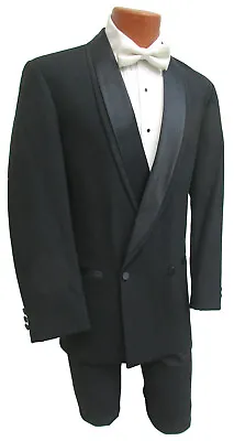 Men's Black Oscar De La Renta Double Breasted Tuxedo Jacket Prom Wedding Mason • $22.39