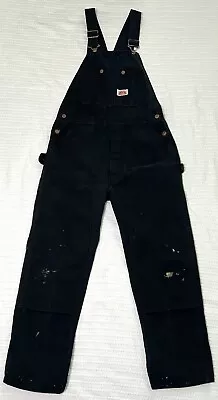 VTG Mens ROUNDHOUSE Double Knee Overalls Bibs Faded Black  34x30 Distressed Read • $49.99