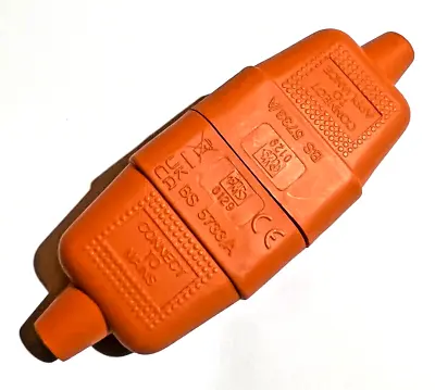 10Amp In-Line Flex Connector 3 Pin Cable Wire Joiner 3 Core Orange Heavy Duty • £6.45