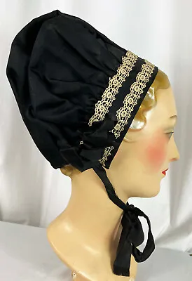 19th C Silk High Crown Bonnet Victorian Folk ? • $118.01