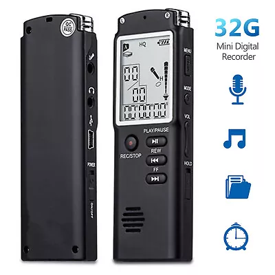 32G Voice Activated Mini Digital Sound Audio Recorder Dictaphone MP3 Player • $9.98